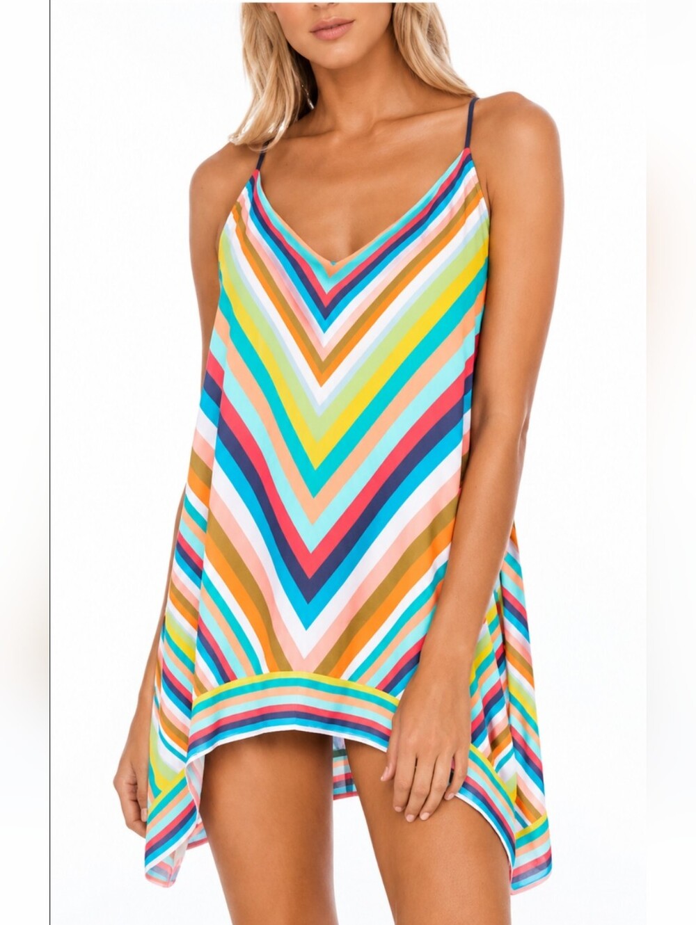 NWT Trina Turk Swimsuit Bikini Cover Up Dress Aveiro Stripe Scarf Medium $162